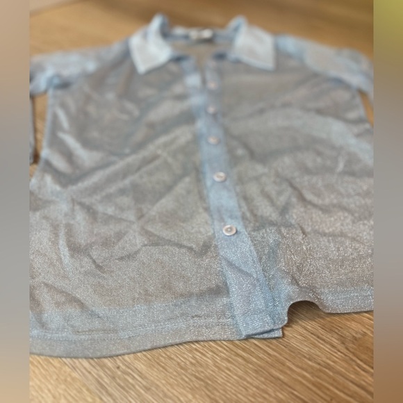 VINTAGE GARAGE, Sheer Blue Button-Up Shirt, large - Picture 12 of 14